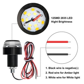 Linkstyle 2PCS Motorcycle Turn Signal Light, 12 LEDs Turn Signal Indicator Lamp, Amber White Front Handlebar End Light for 12V Scooter Sportster Cruiser Motorbike