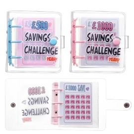 2Pcs Mini Money Savings Challenge Binder, £1000 & £500 Cash Envelopes Reusable Money Saving Wallet with Cash Stuffing for Planning, Fun & Easy Saving for Office, Home, School