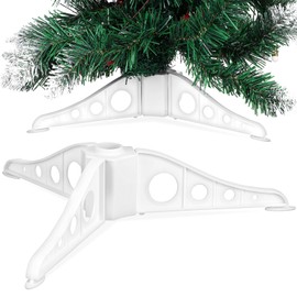 BESPORTBLE Christmas Tree Stand, Folding White Artificial Christmas Tree Base Christmas Fake Tree Holder Xmas Tree Stand DIY Craft Supply for Artificial Trees