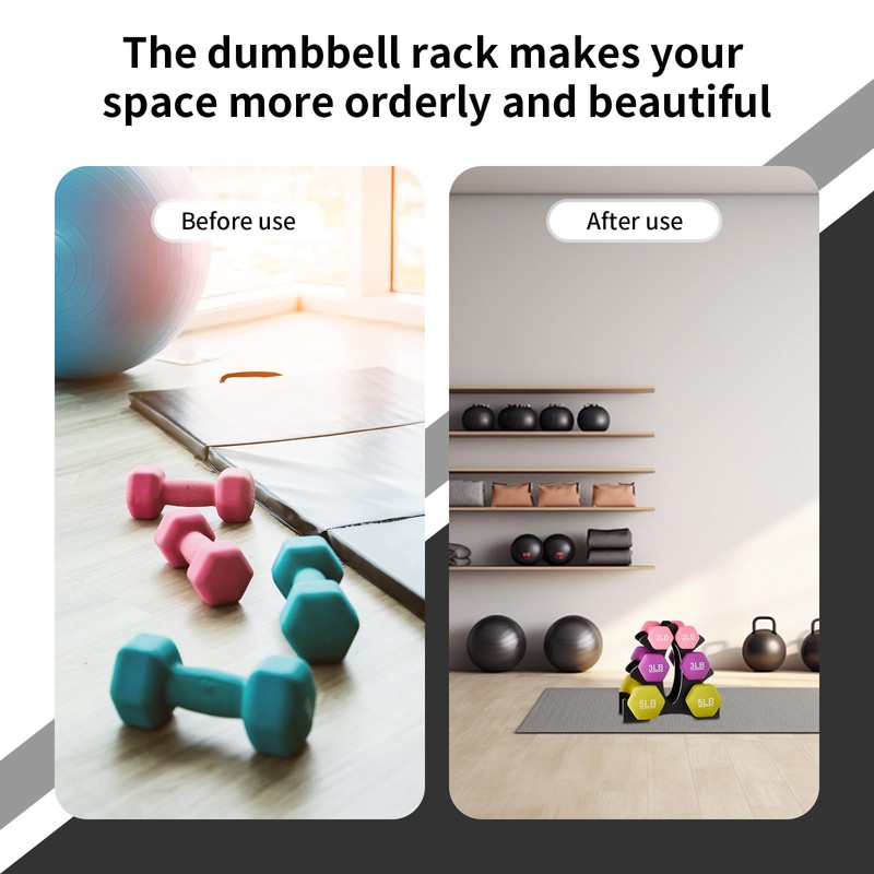 Triangular Dumbbell Rack Stand, 3 Tier, Weight Holder 23x22.5x8.5cm, for