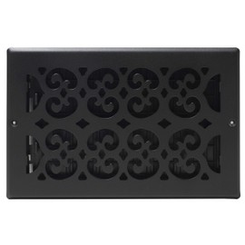 Decor Grates ST610W Scroll Design Wall/Ceiling Register, 6x10 Inches, Textured Black