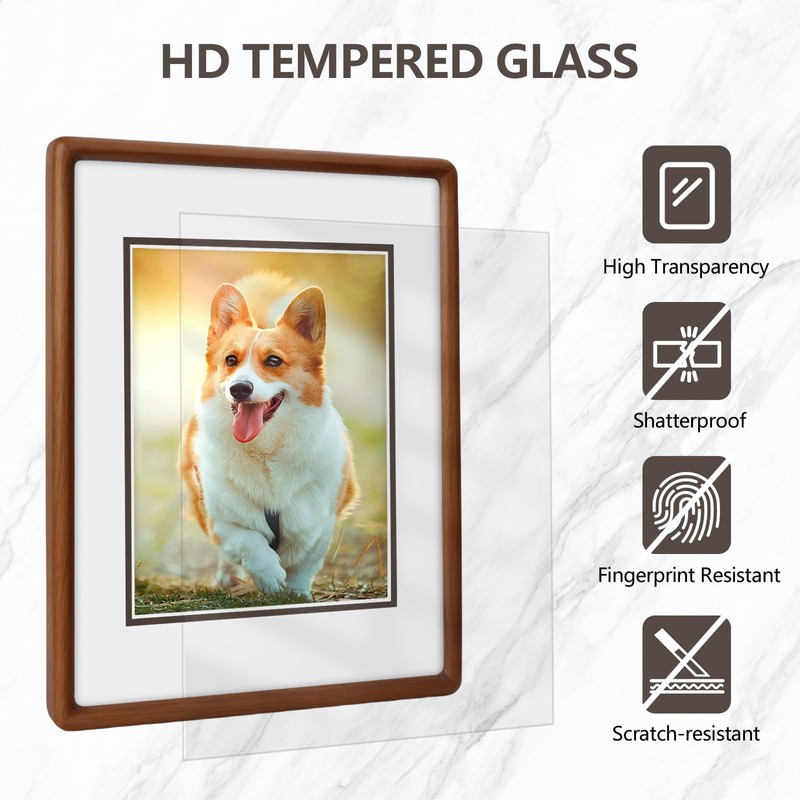 SZKYSJGS 4x6 Wood Picture Frame, Solid Natural Walnut Rounded Corner