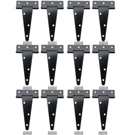 12PCS Matte Black Door Hinges 4Inch Heavy Duty Black T Strap Hinges,Door Hinges Rustproof Steel Gate Hinges with Screws for Barn Doors, Sheds, Wooden Fences, Cabinets & Outdoor Use