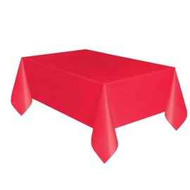 Unique UK Plastic Rectangular Short Fold Table Cover - 54” x 108” | Red | 1 Pc.,Compact