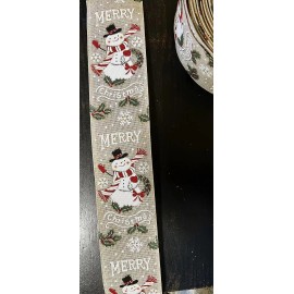 Unbranded 5 yds, of 2.5 " CHRISTMAS SNOWMAN RIBBON for DOOR WREATH LANTERN #  rb