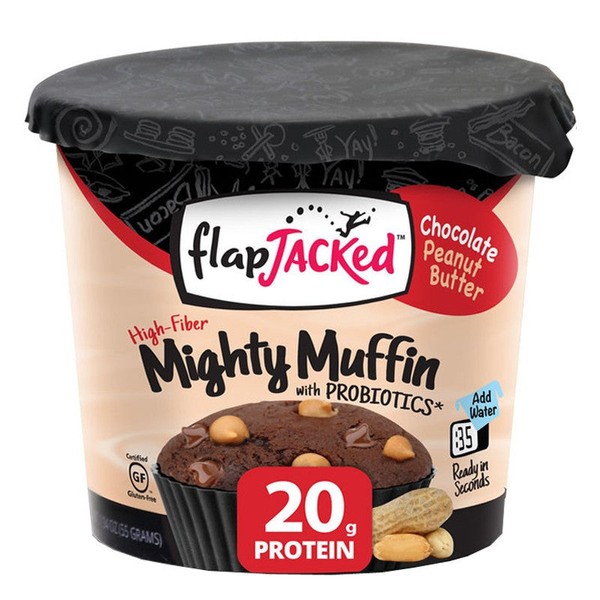 FlapJacked Mighty Muffins Mix with Probiotics Gluten-Free 55g, Chocolate Peanut Butter