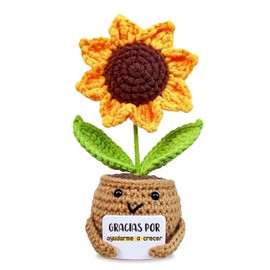 ZHANAM Mini Girasol de Punto Divertida, Regalos de Graduación 2025, Muñecos de Crochet con Tarjeta Activa, Regalos para Mujer y Hombre, Niñas