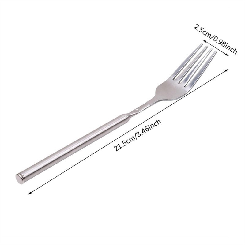 23cm-63cm Extendable Fork, Long Handle Extending Funny Stainless Steel Tablewar,
