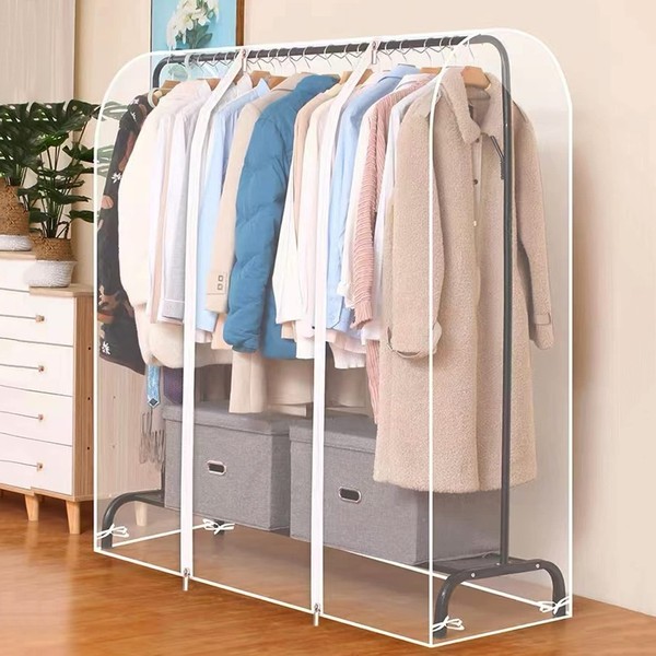 4ft Transparent Clothes Garment Rail Strong Zipped Cover Clear Protective Zip Over Cover for Garment Hanging Coat Racks