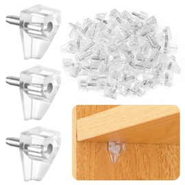 50 Pcs Shelf Support Pegs, Clear Plastic Cabinet Shelf Pegs, 2.9mm Small Shelf Pins for Cabinets Without Preset Shelf Holes Require Self-Drilling
