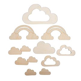 Rayher Wooden Pendant for Mobile Small Cloud, FSC Mix Credit, Natural, 10-Piece 4.5 - 14 cm, SB-Btl 1 Set, Normal, 63065505