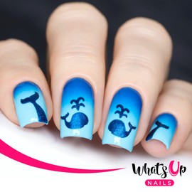 Whats Up Nails - Whales & Tales Vinyl Stencils for Nail Art Design (2 Sheets, 40 Stencils Total)