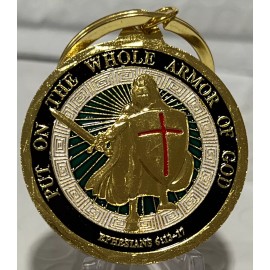 * 25 Pcs Put on Whole Armor of God Ephesians 6-13-17 Bible Verse With Key Ring