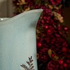 Flower Vase Windowsill Pitcher Jug Flower Display Blue Embossed Fern