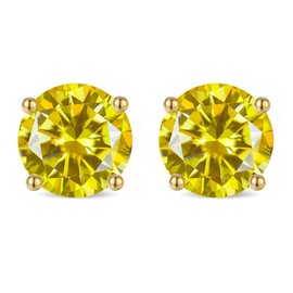 Letmexc Classical 4-Claws Moissanite Lab Diamond Woman Earrings Studs 925 Sterling Silver Plated 18K White Gold Brilliant Round Cut D Colorless VVS1 Clarity Colors Moissanite Diamond Earrings Studs