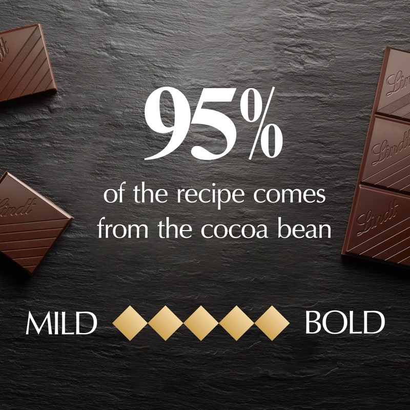 Lindt EXCELLENCE 95% Cocoa Dark Chocolate Bar, Dark Chocolate Candy,