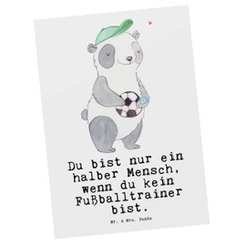 Mr. & Mrs. Panda Postcard Football Trainer Heart - Gift, Postcards, Company, Lucky Charm, Invitation Cards Birthday, Work Colleague, Work