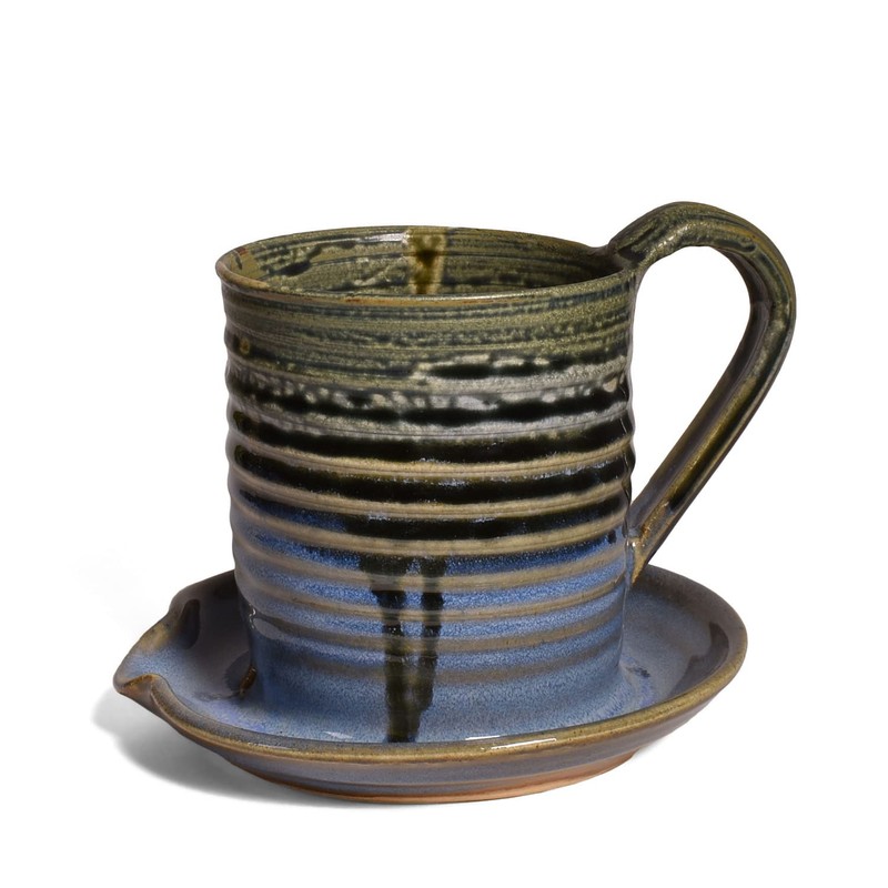 American Handmade Microwave Bacon Cooker by Holman Pottery, Smoky Blue
