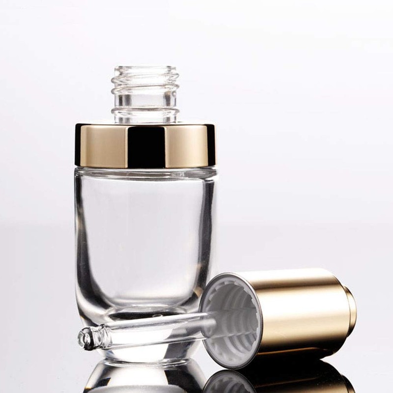 3Pcs 30ml/1oz Clear Thick Glass Press Dropper Bottles Essence Liquid
