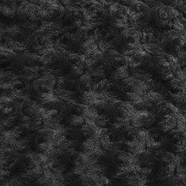 Ruth Black Cuddle Minky Rosette Soft Faux Fur Fabric by The Yard - 10083