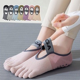 Color-Blocked Wide Band Non-Slip Yoga Pilates Toe Socks for Exercise Green