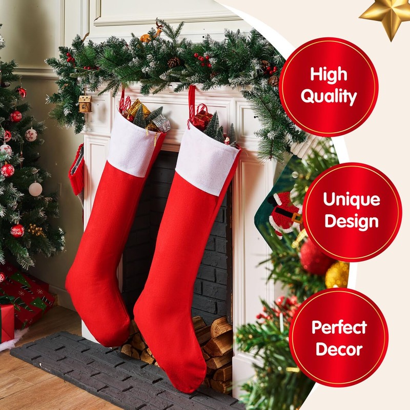 2 Packs 96.5 cm Jumbo Felt Christmas Stockings Party Decoration,Giant
