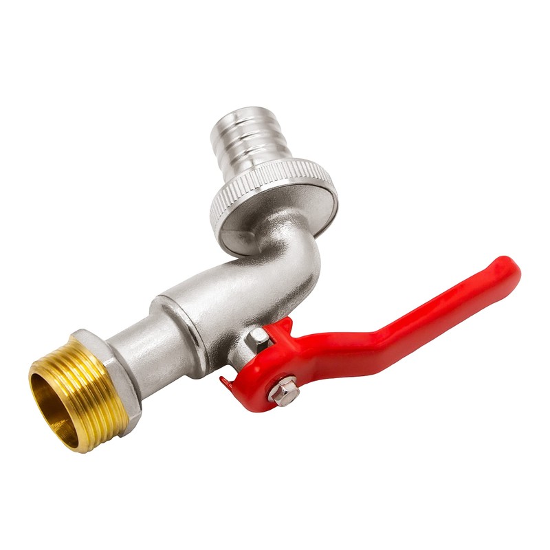 Variosan Ball Tap, Brass, Nickel-Plated, with Hose Fitting