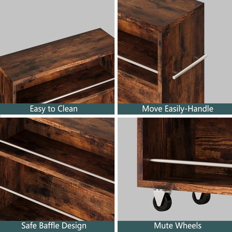 ALBAD Slim Rolling Cart,4-Tier Storage Cart with Wheels,7.9”W Slim Storage