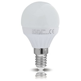 Long Life Lamp Company 4w LED Golf Ball Warm White E14 Edison Screw Cap Frosted Cover Mini Globe Golfball 300 Lumens