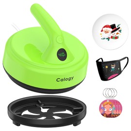 Calogy Mini Heat Press, 5" Diameter Round Heat Press Machine for T-Shirt Portable, 4 Levels Temp Max 410℉, Small Iron for Crafts, Coaster, Bag, Pillow, Ceramic, Sublimation Ink Vinyl Transfer (Green)