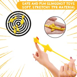 TEESSUE 40 Pcs Flying Chicken Slingshot Party Favors for Kids Adults, Bulk Gag Goodie Bags Stuffers for Kids, Rubber Chickens Sling Shot, Funny Gag Gifts for Prankster, Carnival Prizes, Prank, Rave