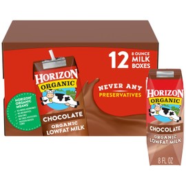Horizon Organic Shelf Stable 1% Lowfat Chocolate Milk Boxes, USDA Certified Organic UHT Milk from Pasture-Raised Cows, No Refrigeration Required, 8 fl oz, 12 Count