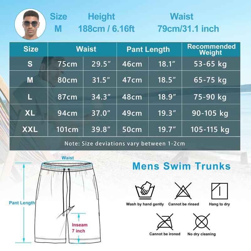 Atforna Men's Long 2-in-1 Swimming Shorts with Compression Quick-Drying Breathable
