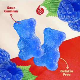 ILIKE! Sour Gummy Bears Candy | 2-Pound Pack | Blue Raspberry Teddies | Gelatin-Free