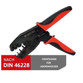WETEC Crimping Pliers for 15-25-35 mm² | For Insulated & Non-Insulated Wire End Ferrules According to DIN 46228, with Ratchet Mechanism & Pressure Point Release | Crimping Pliers, Wire End Ferrule