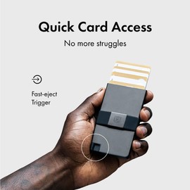 Ekster Cardholder Pro All-Metal Wallet for Men | Metal Wallets with RFID Blocking Layer | Slim & Minimalist Aluminum Wallet with Push Button for Quick Card Access | Space Grey