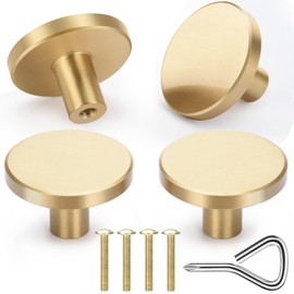 oumuik Furniture knobs, gold, knobs for drawers, doors, cupboards with a screwdriver, pack of 4