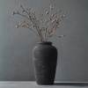 Large Ceramic Rustic Vase, 11" Black Terracotta Farmhouse Flower Vase,