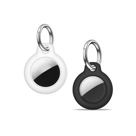 TRkin AirTag Case, Key Chain, 2 Pack Waterproof Case, Wear-Resistant, Shockproof, Portable, Convenient, Lightweight, Compatible with Smartphones, Bags, Keys, Luggage, Wallets, Pet Collars (Black +