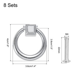 sourcing map 8 Sets Modern Drawer Pull Handles Drop Ring Knobs Dresser Handles with Screws Zinc Alloy for Dresser Drawer Furniture Closet Cupboard Silver Tone