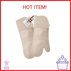 HOMWE BPA-Free Silicone Oven Mitts Ultra Heat Resistant up to 500°F - Oven Mitts with