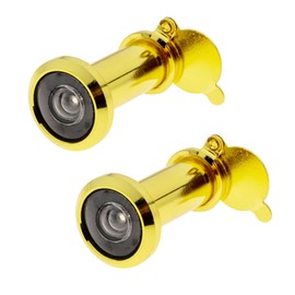 2pcs Door Viewer Peephole Barrel Diameter 16mm for Thickness 35mm to 55mm Doors 220° Wide Angle Spy Hole with Privacy Cover for Home Office Hotel Gold