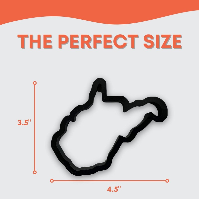 West Virginia State Cookie Cutter with Easy to Push Design