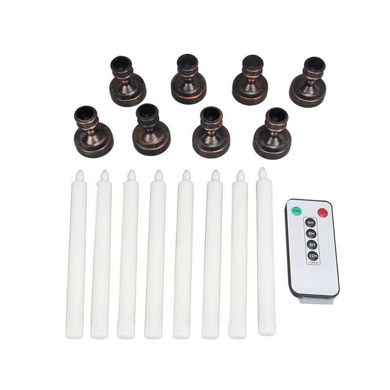 8PCS LED Taper Candle Flameless Window Candle Remote Control Warm