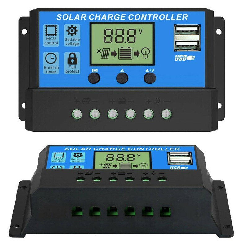 12V 24V Solar Charge Discharge Controller PWM LCD Display Dual