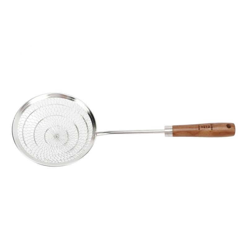 Strainer Spoon Long Wooden Handle 304 Stainless Steel Anti Scald