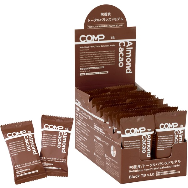 COMP Block TB v.1.0 24本1箱 バランス栄養食 トータルバランスドモデル 完全食 チョコレートパウダー ココア 高たんぱく質 必須アミノ酸 必須脂肪酸 中鎖脂肪酸 食物繊維 ビタミン ミネラル ポリフェノール