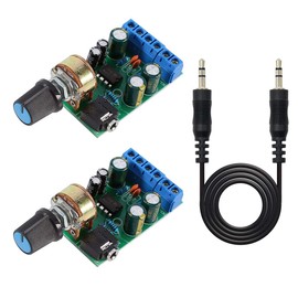 Youmile 2pcs Audio Amplifier Module DC 1.8-12V TDA2822M 2.0 Channel Stereo AMP Board Mini AUX DIY Sound System Components + 3.5mm Jack Cable