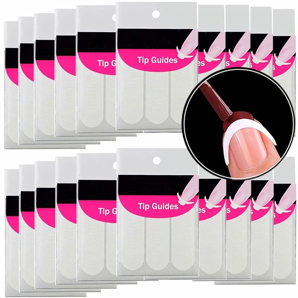 20 packs of French nail stickers, smiling curved shape to