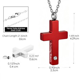 ＷＫＨＱ 6Piece Cross Urn Necklace for Ashes for Men Women Cremation Jewelry for Ashes Stainless Steel Urns Locket Necklace Ashes Holder Pendant (6Pcs-Purple)